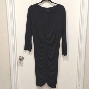 Torrid Women's Black V-Neck Ruched Stretch Bodycon Dress Sz 2X-Event Career